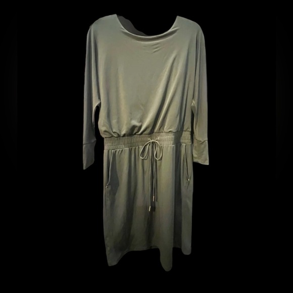 Marc NY Andrew Marc military green long sleeve waist tie dress size 10 - Picture 1 of 8